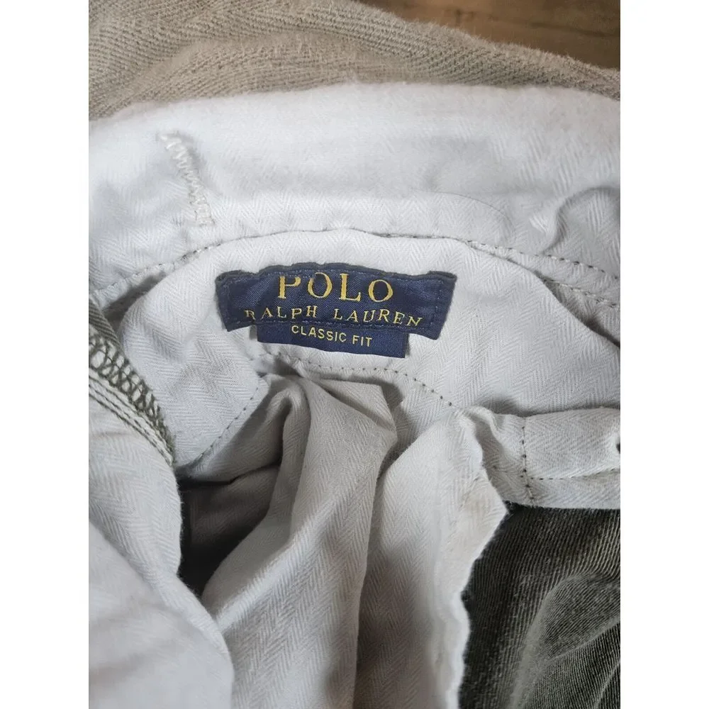 Polo Ralph Lauren Men 44B Cargo Shorts Classic Chino Military Green  Classic Fit